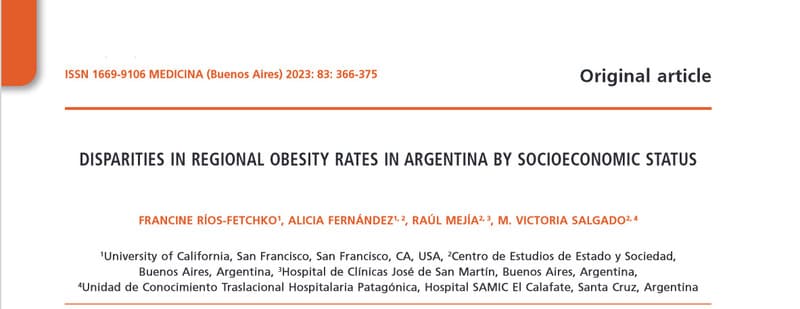 Nuevo estudio publicado desde la UCTHP sobre obesidad en la población Argentina.